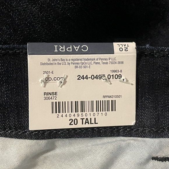 Women's St. Johns Bay Crop Pants Blue Denim Mid Rise Capri SZ/ 20 TALL - Picture 5 of 13